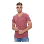 Tommy Jeans Grundläggande V-ringad T-shirt - Röd Pink, Herr