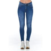 Frankie Morello Vintage Denim Jeans med Flera Fickor Blue, Dam