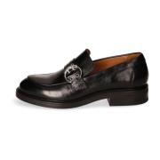 Billi Bi Svart läderloafer med silver spänne Black, Dam