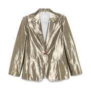 Alysi Skimrande Guld Blazer Beige, Dam