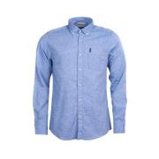 Barbour Linne Bomull Skjorta Klassisk Smart Casual Blue, Herr