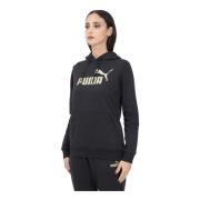 Puma Glitter Logo Hoodie Svart Damtröja Black, Dam