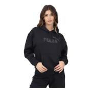 PUMA Djurtryck huvtröja för kvinnor Black, Dam