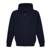 Emporio Armani Blå hoodie med logotyp överallt Blue, Herr