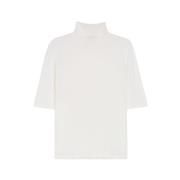 Max Mara Minimalistisk Stickad Tröja med Hög Krage White, Dam