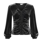 Saint Tropez Elegant Hebasz Svart Blus Black, Dam