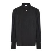 IN Front Emma Blus med Smock Manschetter Black, Dam