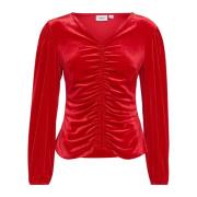 Saint Tropez Elegant Hebasz Blouse Racing Red Red, Dam