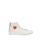 Comme des Garçons Play Hjärttryck High-Top Canvas Sneakers White, Dam