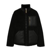 Moschino Shearling Panel Dragkedja Jacka Black, Herr