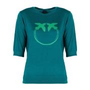 Pinko Elegant Blus med Stor Logotyp Green, Dam