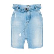 Pinko Denim Minikjol med Logospänne Blue, Dam