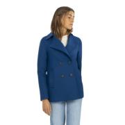 Harris Wharf London Kort Peacoat Jacka med Bred Revers Blue, Dam