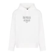 Emporio Armani Vit Jersey Hoodie med Präglad Logotyp White, Herr