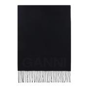 Ganni Yllehalsduk med jacquard-logotyp Black, Dam