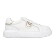 Pinko Läder Sneaker med Polyuretan Komposition White, Dam