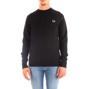 Fred Perry Kontrast Textur Rund Hals Tröja Black, Herr