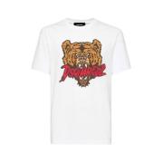 Dsquared2 Björn Print Rund Hals T-shirt White, Herr