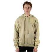 Off White Helvetica Bomull Hoodie Portugal Produktion Beige, Herr