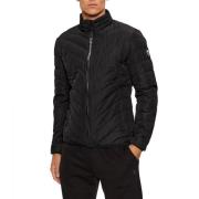 Emporio Armani EA7 Svart Dragkedja Logo Puffer Jacka Black, Herr