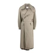 Maison Margiela Multifärgad Bomull Ull Trench Coat Gray, Dam