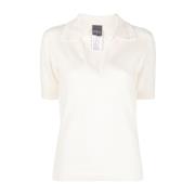 Lorena Antoniazzi Casual Stickad Polo Tröja i Vit White, Dam