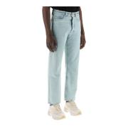 Palm Angels Broderad Logotyp Denim Straight Jeans Blue, Herr