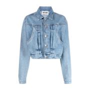 Moschino Denim Kappor med Broderad Logopatch Blue, Dam