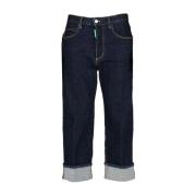 Dsquared2 Kontraststygn Cropped Jeans Blue, Dam