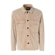 Dondup Beige Corduroy Overshirt Jacka Beige, Herr