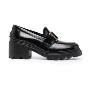 Tod's Svarta eleganta loafers med mellanhöga klackar Black, Dam