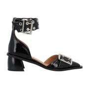 Ganni Chunky Buckle Open Cut Veganska Pumps Black, Dam