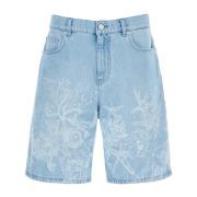 Versace Barocco Sea Denim Bermuda Shorts Blue, Herr