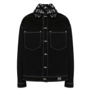 Versace Jeans Couture Svart Denimjacka med Polyesterfoder Black, Herr