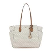 Michael Kors Marilyn Canvas Axelväska White, Dam