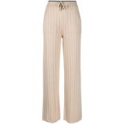 Lorena Antoniazzi Beige Ull Silk Stickade Byxor Beige, Dam