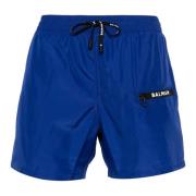 Balmain Logo-Print Badshorts Blue, Herr