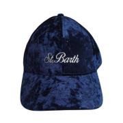 MC2 Saint Barth Blå Sammet Baseballkeps med Strassbroderi Blue, Dam