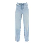 Ganni Avslappnad Straight Leg Denim Jeans Blue, Dam