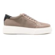 Giorgio Armani Elegant Svarta Sneakers av Bomull Lin Beige, Herr