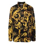 Versace Jeans Couture Svart Akvarelltryck Bomullsskjorta Multicolor, H...