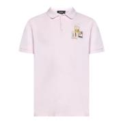 Dsquared2 Snygg Herr Polo Shirt med Multifärgade Patches Pink, Herr