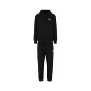 Emporio Armani EA7 Sportig Svart Hoodie Jogger Set Black, Herr