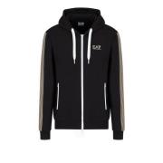 Emporio Armani EA7 Svart Zip Hoodie Stiligt Sportkläder Black, Herr