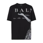 Balmain Tryckt T-shirt för vardagsbruk Black, Herr