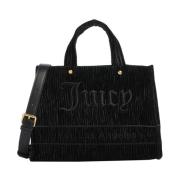 Juicy Couture Svart Velvet Shopper Väska med Guld Detaljer Black, Dam