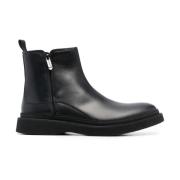 Baldinini Svart läder ankel bootie Black, Herr