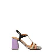 Chie Mihara Multifärgad Lädersandal med Fotledsrem Purple, Dam