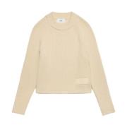 Ami Paris Casual Beige Tröja Bomull Ull Beige, Dam