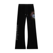 Juicy Couture Svarta Sammet Flare Sweatpants Black, Dam